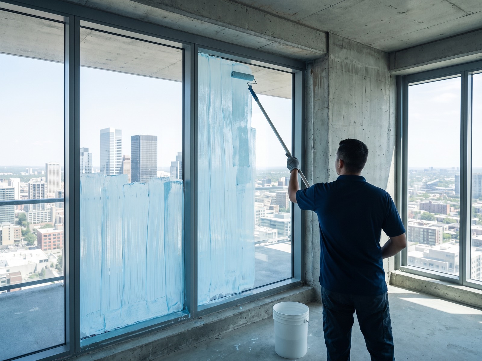 Applying MOSFLEX on facade glass